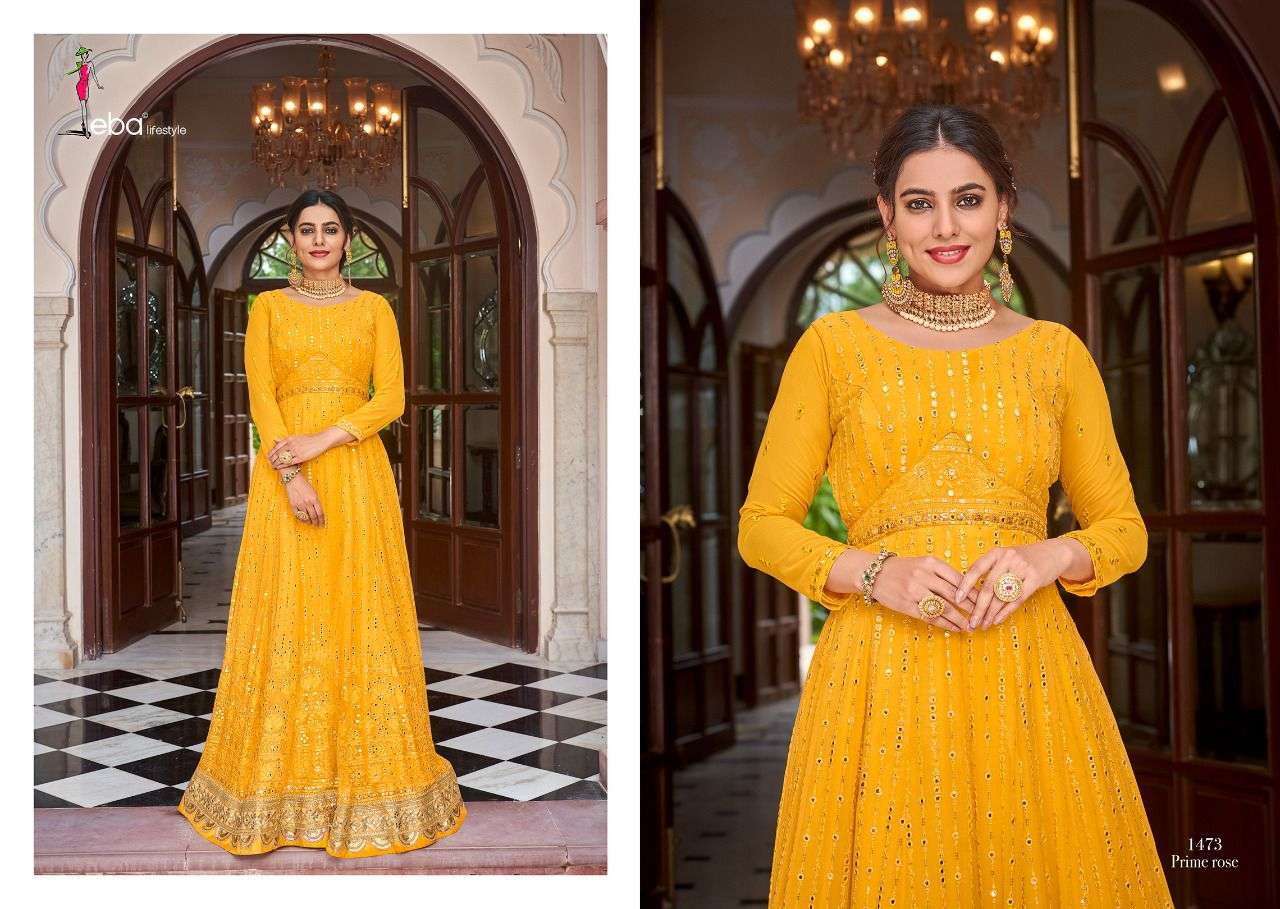 Prime Rose Vol-7 By Eba Lifestyle 1471 To 1474 Series Anarkali Stylish Beautiful Colourful Printed & Embroidered Party Wear & Occasional Wear Georgette/Chinnon Embroidered Dresses At Wholesale Price