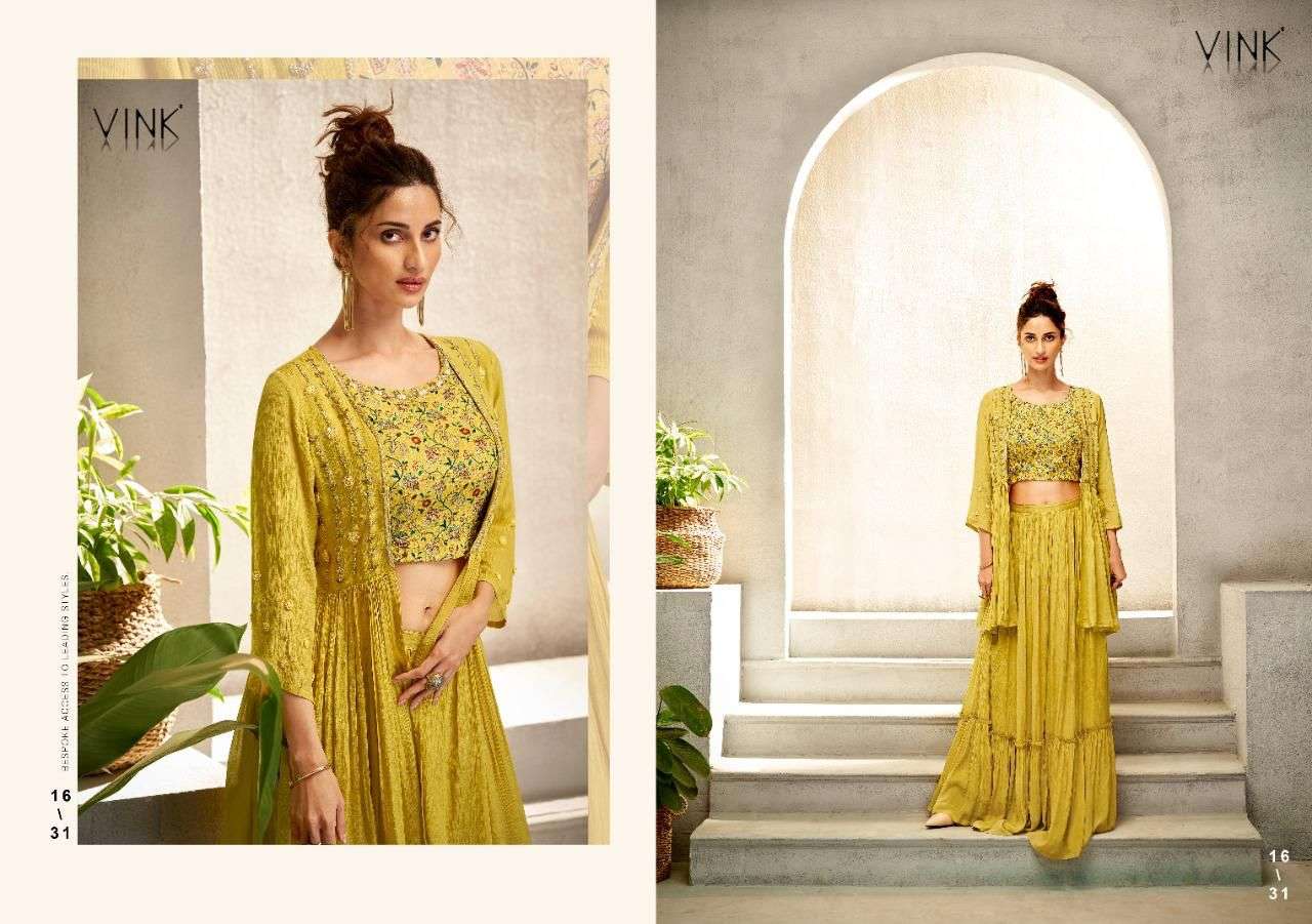 LIMELIGHT BY VINK 1631 TO 1634 SERIES STYLISH FANCY BEAUTIFUL COLORFUL CASUAL WEAR & ETHNIC WEAR CHINNON CHIFFON TOP WITH BOTTOM AT WHOLESALE PRICE