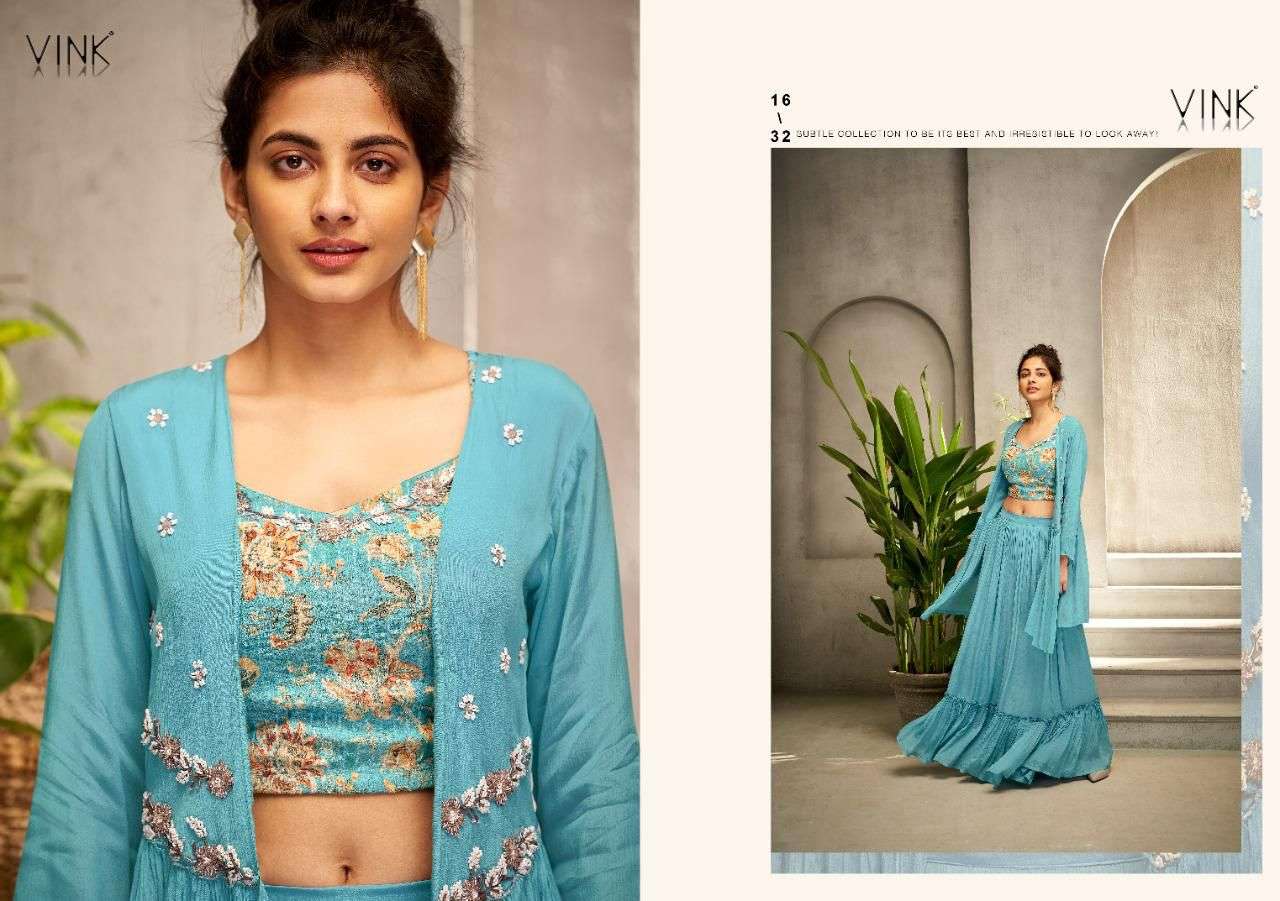 LIMELIGHT BY VINK 1631 TO 1634 SERIES STYLISH FANCY BEAUTIFUL COLORFUL CASUAL WEAR & ETHNIC WEAR CHINNON CHIFFON TOP WITH BOTTOM AT WHOLESALE PRICE