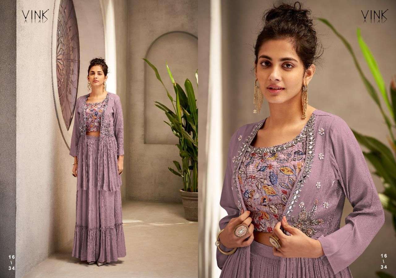 LIMELIGHT BY VINK 1631 TO 1634 SERIES STYLISH FANCY BEAUTIFUL COLORFUL CASUAL WEAR & ETHNIC WEAR CHINNON CHIFFON TOP WITH BOTTOM AT WHOLESALE PRICE