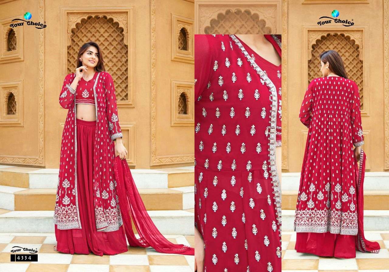 GUCCE VOL-4 BY YOUR CHOICE 4333 TO 4337 SERIES DESIGNER BEAUTIFUL NAVRATRI COLLECTION OCCASIONAL WEAR & PARTY WEAR GEORGETTE LEHENGAS AT WHOLESALE PRICE