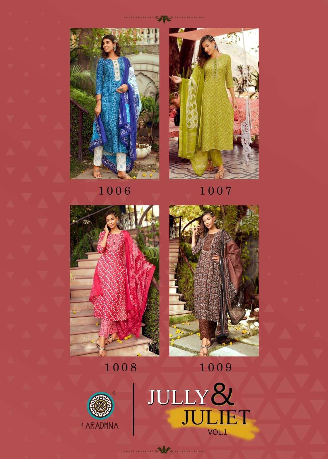 Jully And Juliet Vol-1 By Aradhna Fashion 1001 To 1009 Series Stylish Beautiful Colourful Printed & Embroidered Party Wear & Occasional Wear Rayon Embroidered Dresses At Wholesale Price