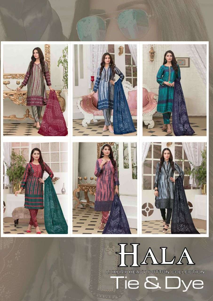 TIE AND DYE BY HALA BEAUTIFUL SUITS STYLISH FANCY COLORFUL PARTY WEAR & OCCASIONAL WEAR PURE COTTON PRINT DRESSES AT WHOLESALE PRICE
