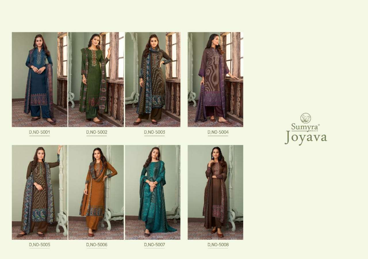 JOYAVA BY SUMYRA 5001 TO 5008 SERIES BEAUTIFUL SUITS STYLISH FANCY COLORFUL PARTY WEAR & OCCASIONAL WEAR PURE PASHMINA PRINT DRESSES AT WHOLESALE PRICE