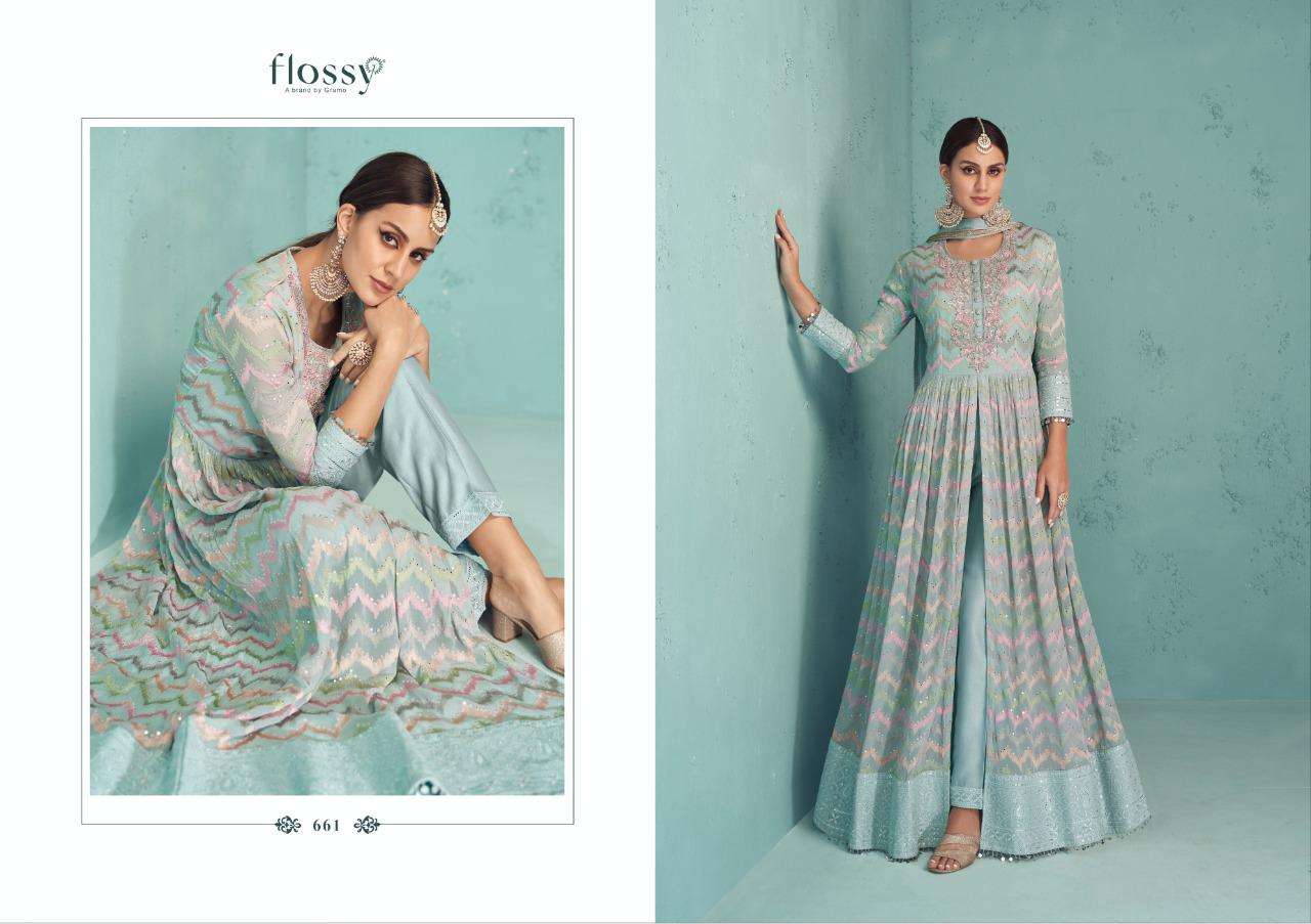 Naksh Vol-2 By Flossy 661 To 664 Series Beautiful Anarkali Suits Colorful Stylish Fancy Casual Wear & Ethnic Wear Georgette Embroidered Dresses At Wholesale Price