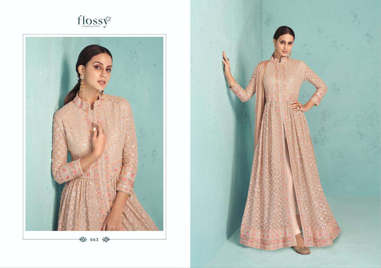 Naksh Vol-2 By Flossy 661 To 664 Series Beautiful Anarkali Suits Colorful Stylish Fancy Casual Wear & Ethnic Wear Georgette Embroidered Dresses At Wholesale Price