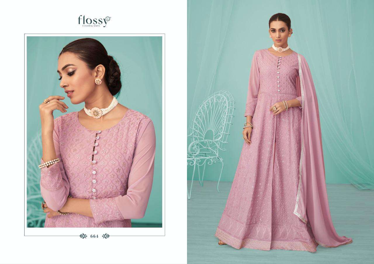 Naksh Vol-2 By Flossy 661 To 664 Series Beautiful Anarkali Suits Colorful Stylish Fancy Casual Wear & Ethnic Wear Georgette Embroidered Dresses At Wholesale Price