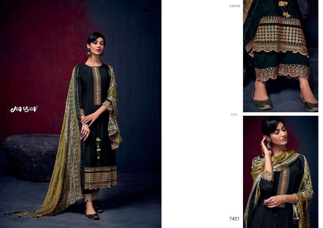 ROZINA BY JAY VIJAY PRINTS 7421 TO 7430 SERIES BEAUTIFUL SUITS COLORFUL STYLISH FANCY CASUAL WEAR & ETHNIC WEAR PURE SILK DRESSES AT WHOLESALE PRICE
