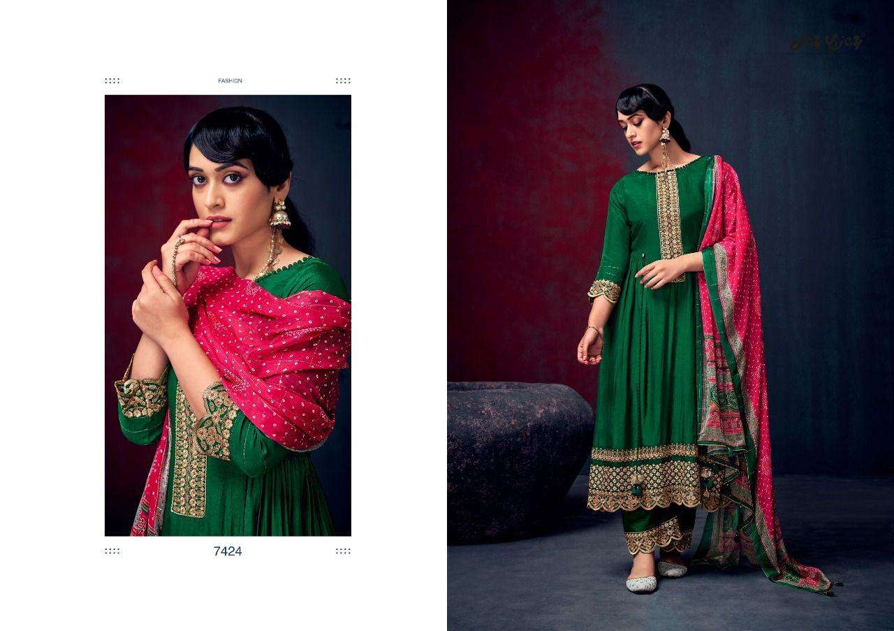 ROZINA BY JAY VIJAY PRINTS 7421 TO 7430 SERIES BEAUTIFUL SUITS COLORFUL STYLISH FANCY CASUAL WEAR & ETHNIC WEAR PURE SILK DRESSES AT WHOLESALE PRICE
