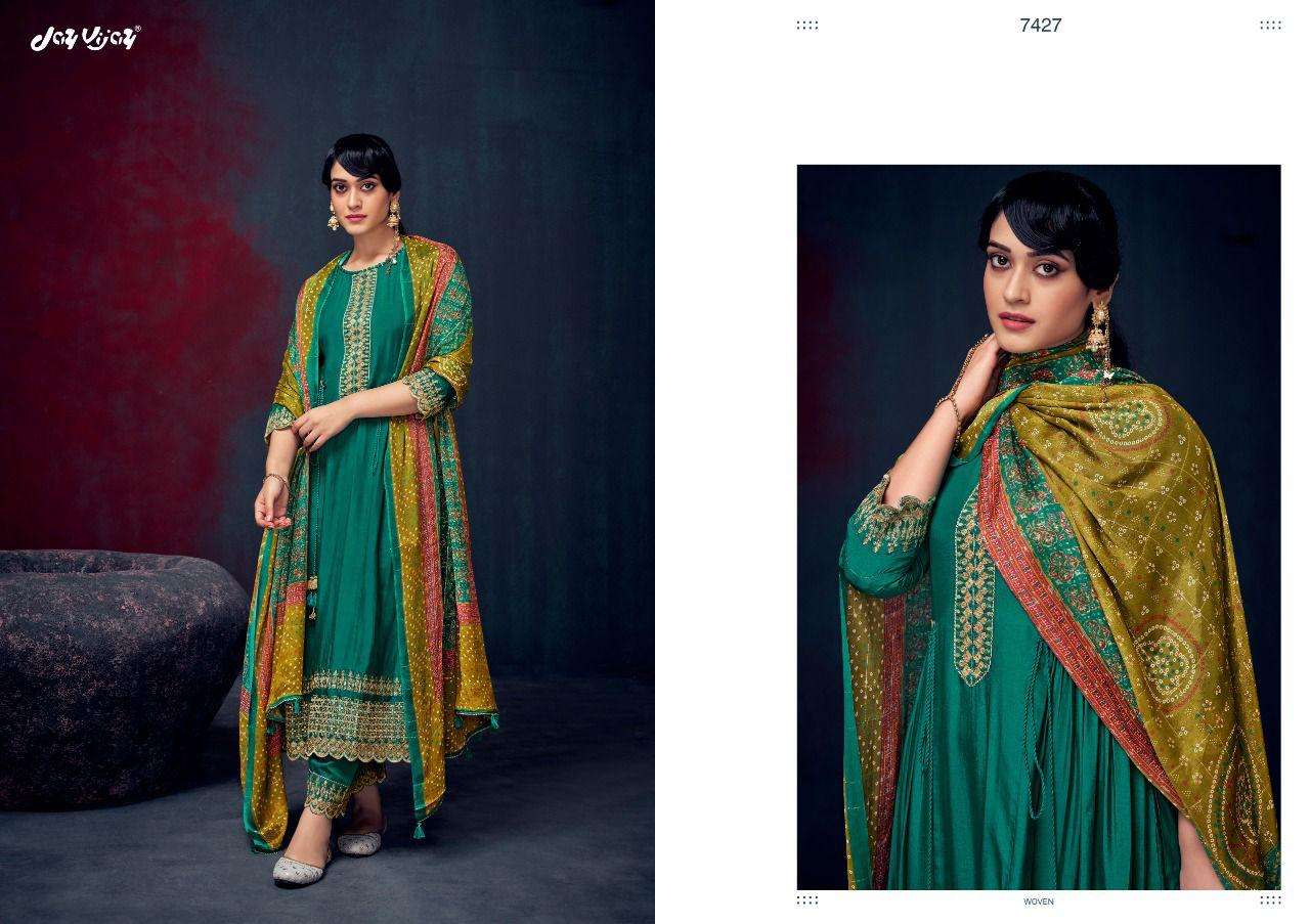 ROZINA BY JAY VIJAY PRINTS 7421 TO 7430 SERIES BEAUTIFUL SUITS COLORFUL STYLISH FANCY CASUAL WEAR & ETHNIC WEAR PURE SILK DRESSES AT WHOLESALE PRICE