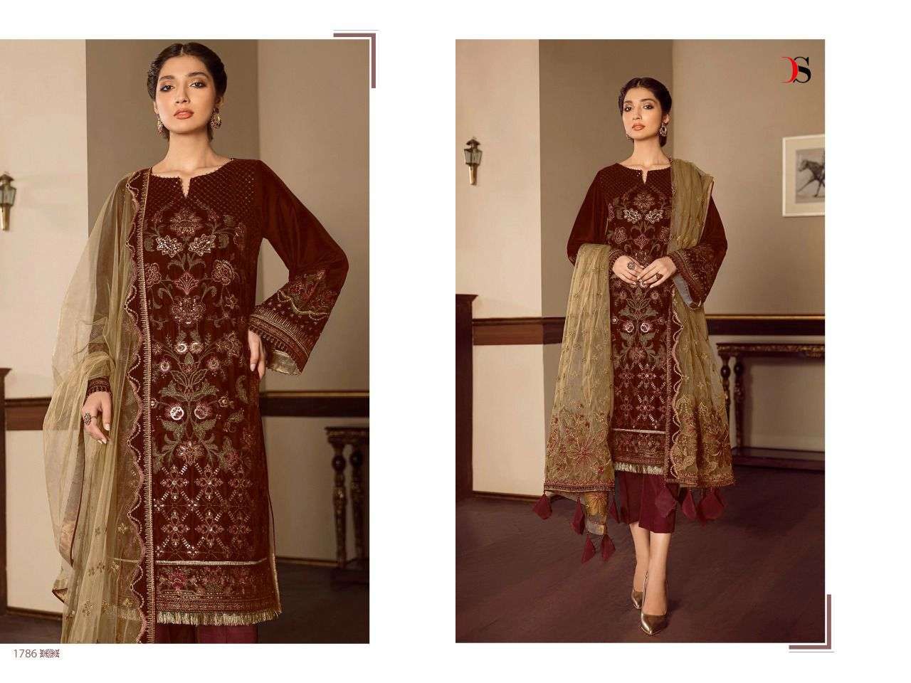 Baroque Velvet Collection By Deepsy Suits 1781 To 1786 Series Beautiful Pakistani Suits Colorful Stylish Fancy Casual Wear & Ethnic Wear Velvet Dresses At Wholesale Price