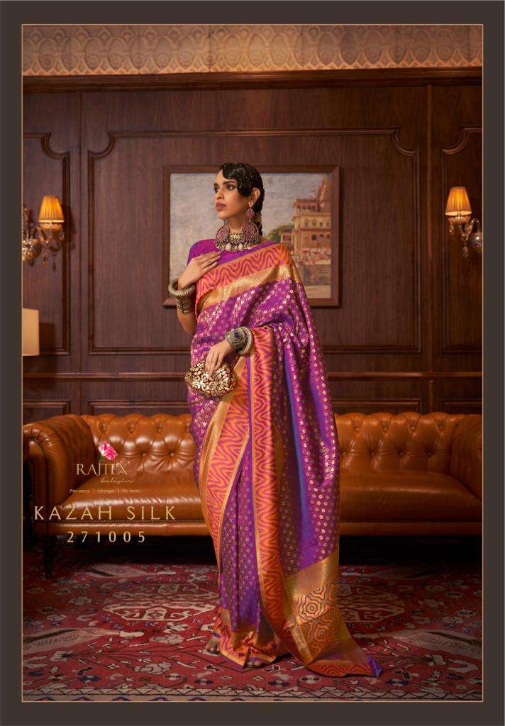 Kazah Silk By Rajtex 271001 To 271008 Series Indian Traditional Wear Collection Beautiful Stylish Fancy Colorful Party Wear & Occasional Wear Soft Silk Sarees At Wholesale Price