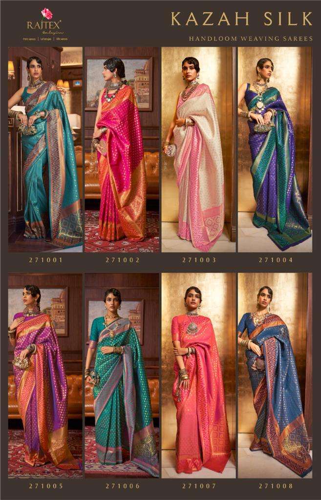 Kazah Silk By Rajtex 271001 To 271008 Series Indian Traditional Wear Collection Beautiful Stylish Fancy Colorful Party Wear & Occasional Wear Soft Silk Sarees At Wholesale Price