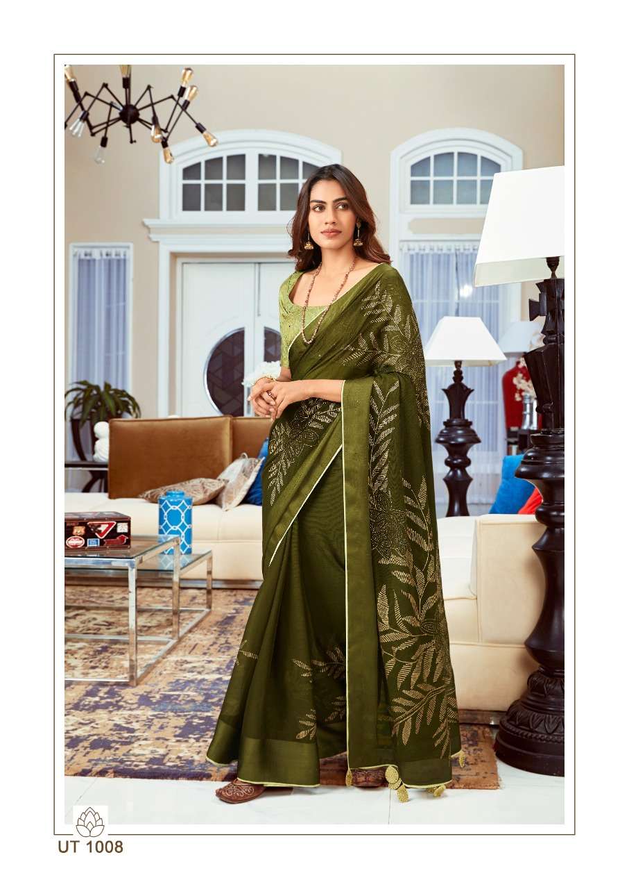 UTSAV BY SR 1001 TO 1010 SERIES INDIAN TRADITIONAL WEAR COLLECTION BEAUTIFUL STYLISH FANCY COLORFUL PARTY WEAR & OCCASIONAL WEAR SOFT SILK SAREES AT WHOLESALE PRICE