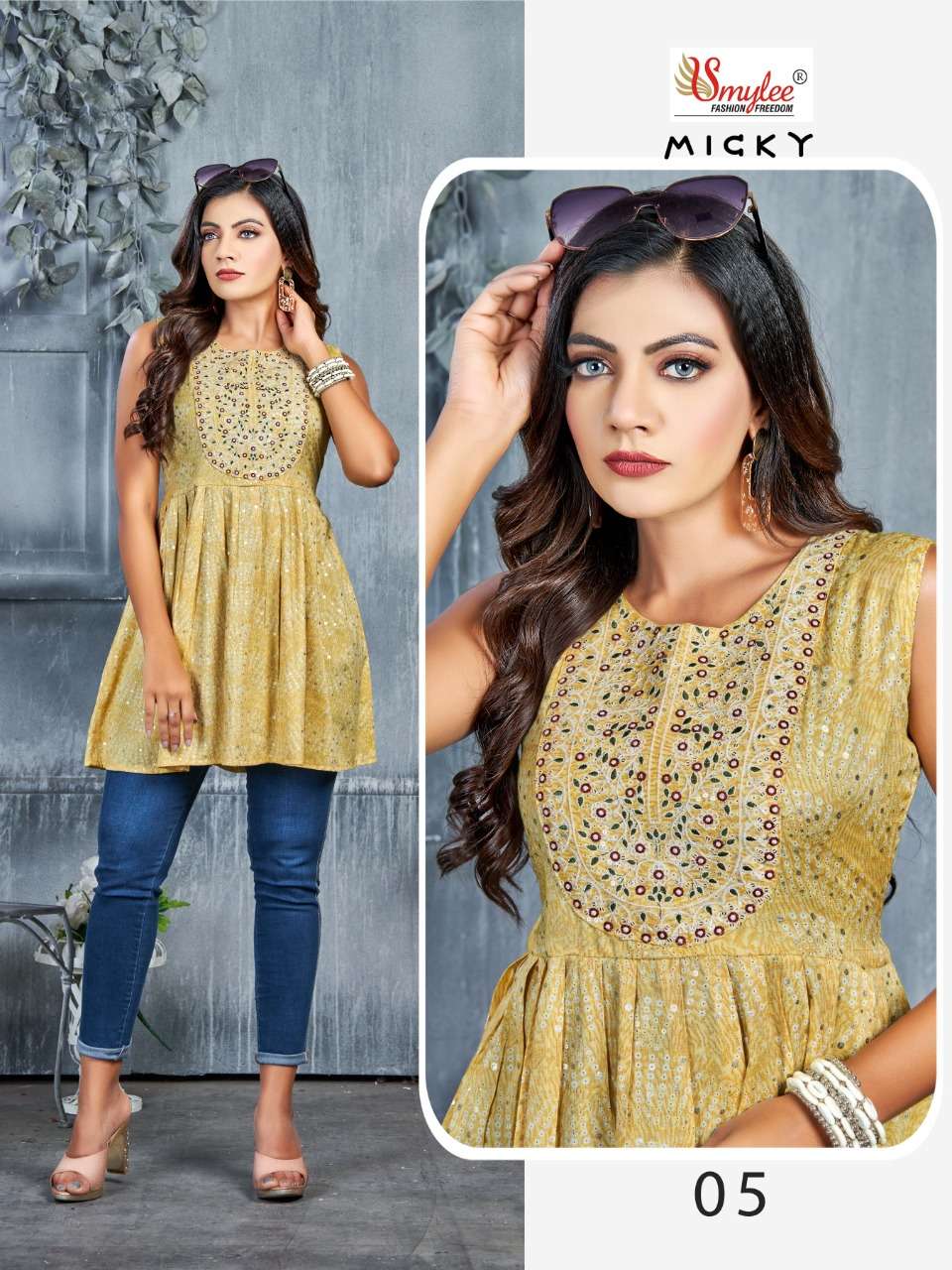 MICKY BY SMYLEE 01 TO 08 SERIES BEAUTIFUL STYLISH FANCY COLORFUL CASUAL WEAR & ETHNIC WEAR RAYON TOPS AT WHOLESALE PRICE