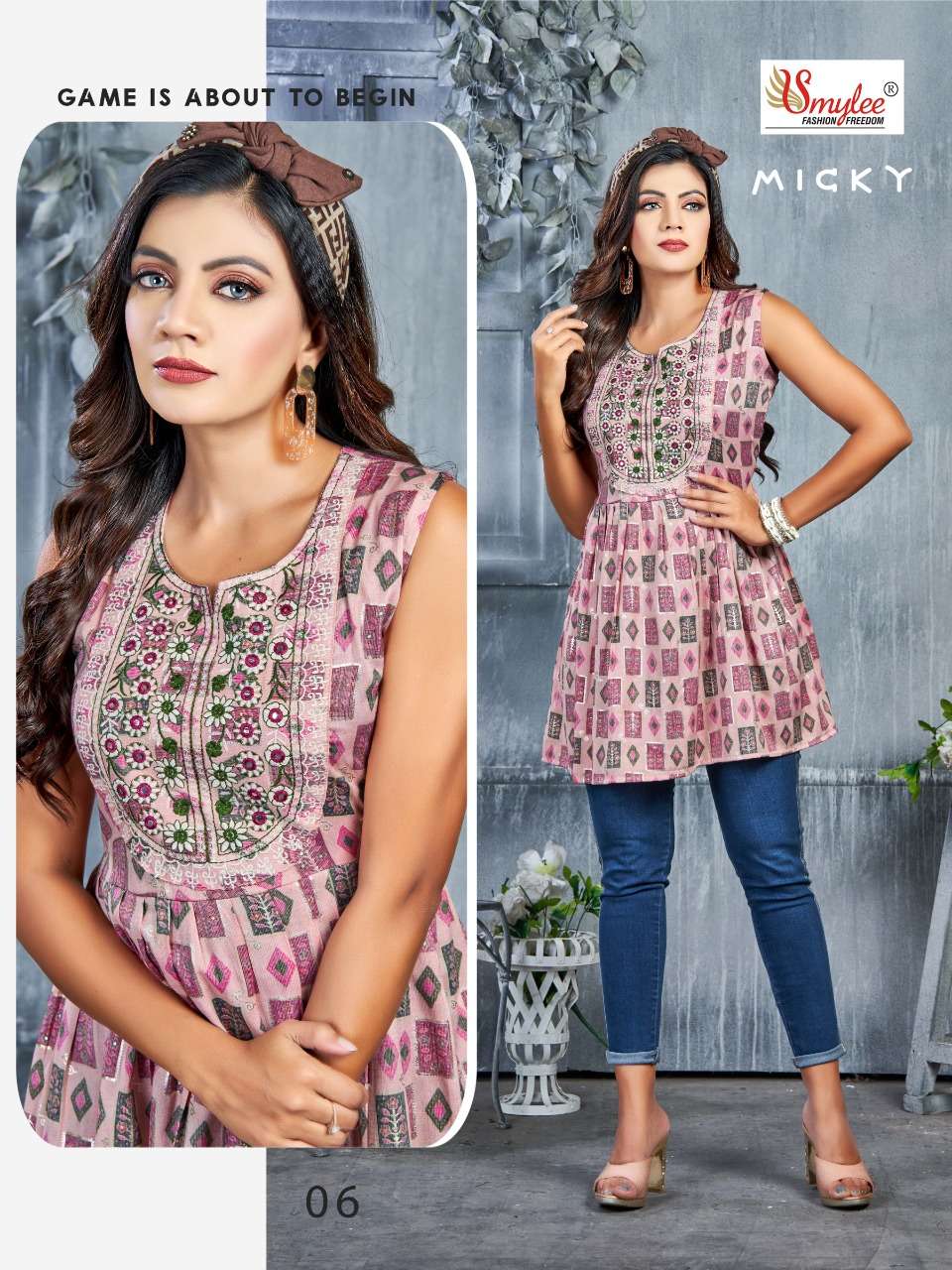 MICKY BY SMYLEE 01 TO 08 SERIES BEAUTIFUL STYLISH FANCY COLORFUL CASUAL WEAR & ETHNIC WEAR RAYON TOPS AT WHOLESALE PRICE