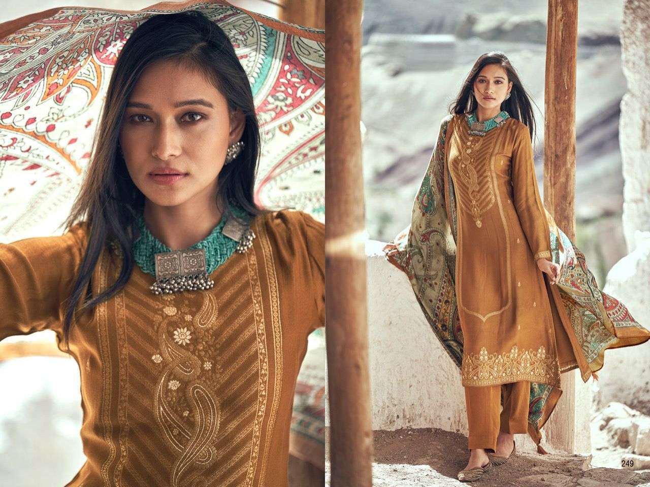 SILK OF INDIA BY AIQA 248 TO 255 SERIES PAKISTANI SUITS BEAUTIFUL FANCY COLORFUL STYLISH PARTY WEAR & OCCASIONAL WEAR PURE PASHMINA DRESSES AT WHOLESALE PRICE