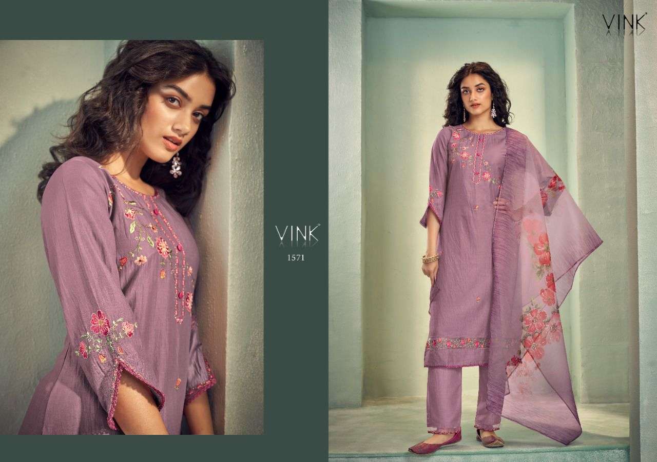 GLAMOUR VOL-3 BY VINK 1571 TO 1576 SERIES BEAUTIFUL SUITS COLORFUL STYLISH FANCY CASUAL WEAR & ETHNIC WEAR SILK DRESSES AT WHOLESALE PRICE