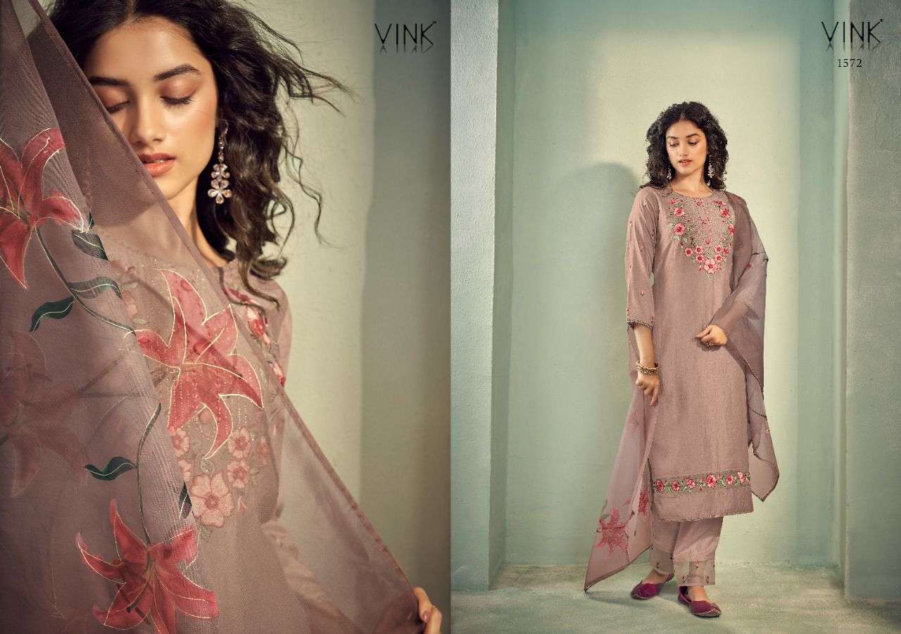 GLAMOUR VOL-3 BY VINK 1571 TO 1576 SERIES BEAUTIFUL SUITS COLORFUL STYLISH FANCY CASUAL WEAR & ETHNIC WEAR SILK DRESSES AT WHOLESALE PRICE