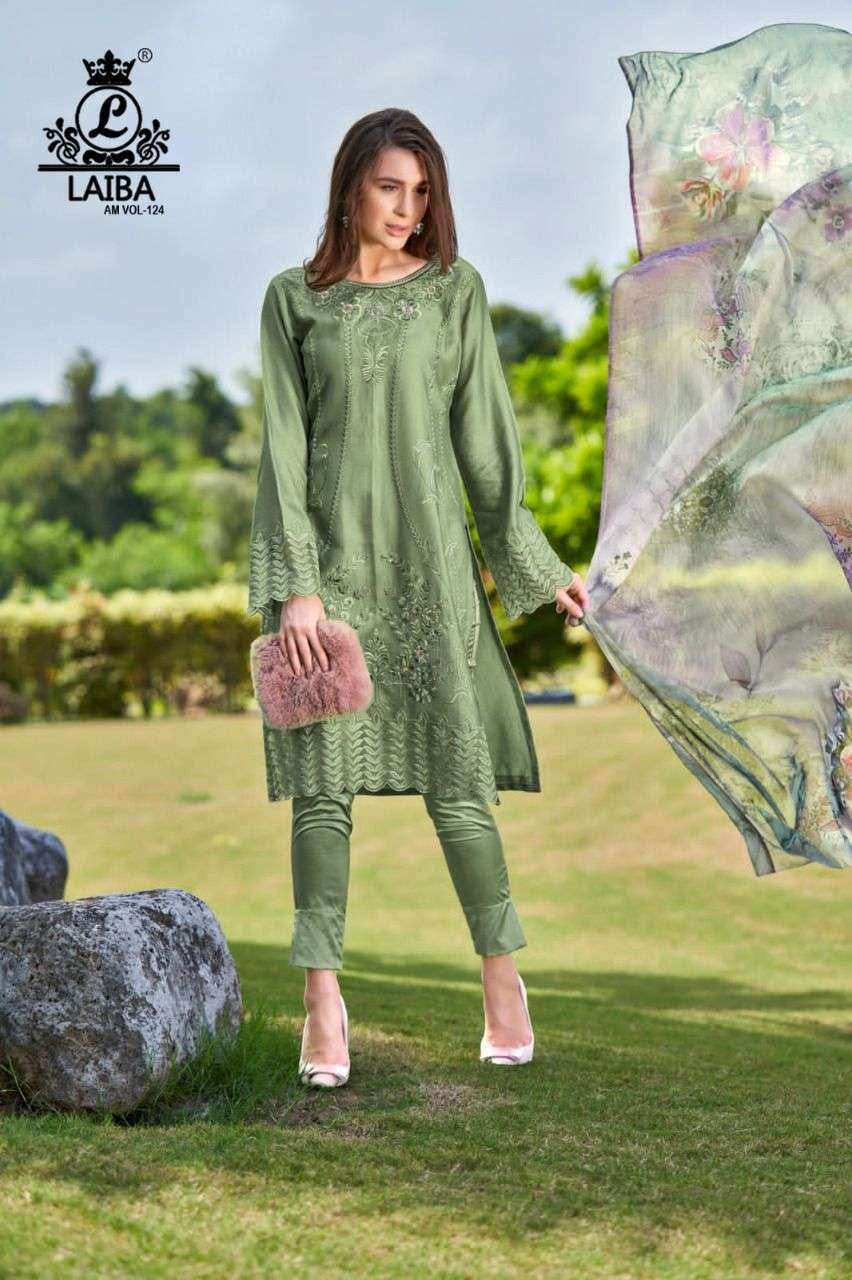 AM VOL-124 BY LAIBA 124-A TO 124-D SERIES BEAUTIFUL PAKISTANI SUITS COLORFUL STYLISH FANCY CASUAL WEAR & ETHNIC WEAR PURE GEORGETTE DRESSES AT WHOLESALE PRICE