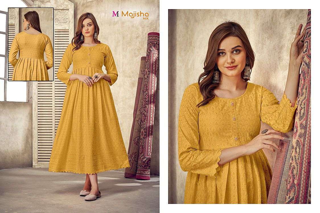 COLLEGE GIRL BY MAJISHA NX 01 TO 15 SERIES BEAUTIFUL STYLISH FANCY COLORFUL CASUAL WEAR & ETHNIC WEAR HEAVY RAYON GOWNS AT WHOLESALE PRICE