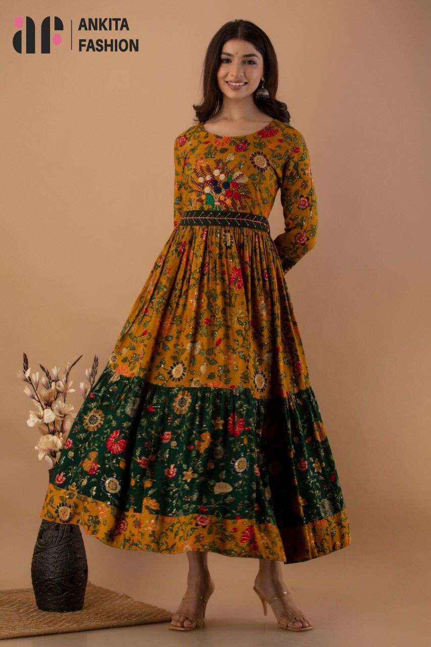 FAIRY TALES BY ANKITA FASHION 01 TO 04 SERIES DESIGNER STYLISH FANCY COLORFUL BEAUTIFUL PARTY WEAR & ETHNIC WEAR COLLECTION PURE COTTON GOWN AT WHOLESALE PRICE