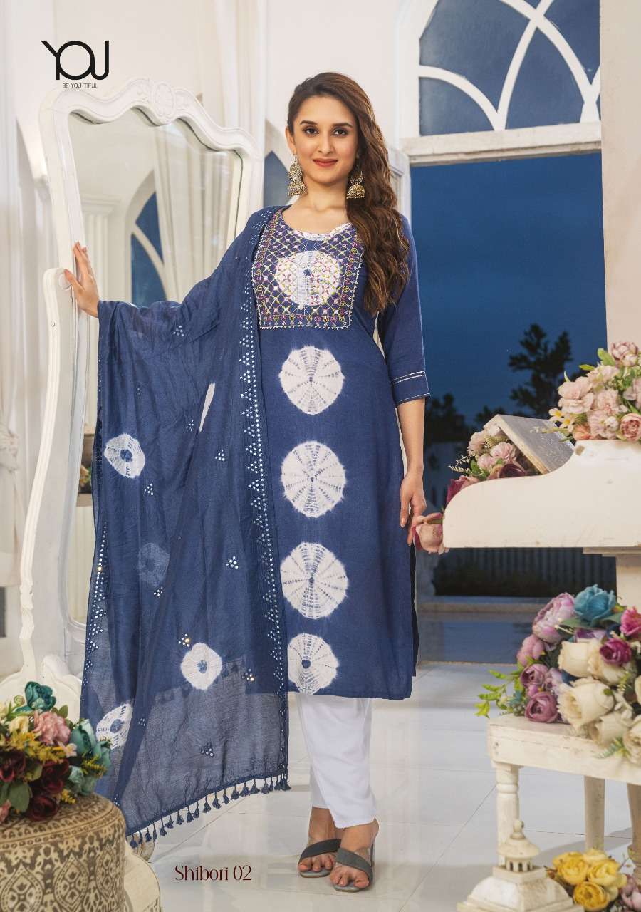 Shibori By You 101 To 105 Series Designer Stylish Fancy Colorful Beautiful Party Wear & Ethnic Wear Collection Rayon Shibori Kurtis With Dupatta At Wholesale Price