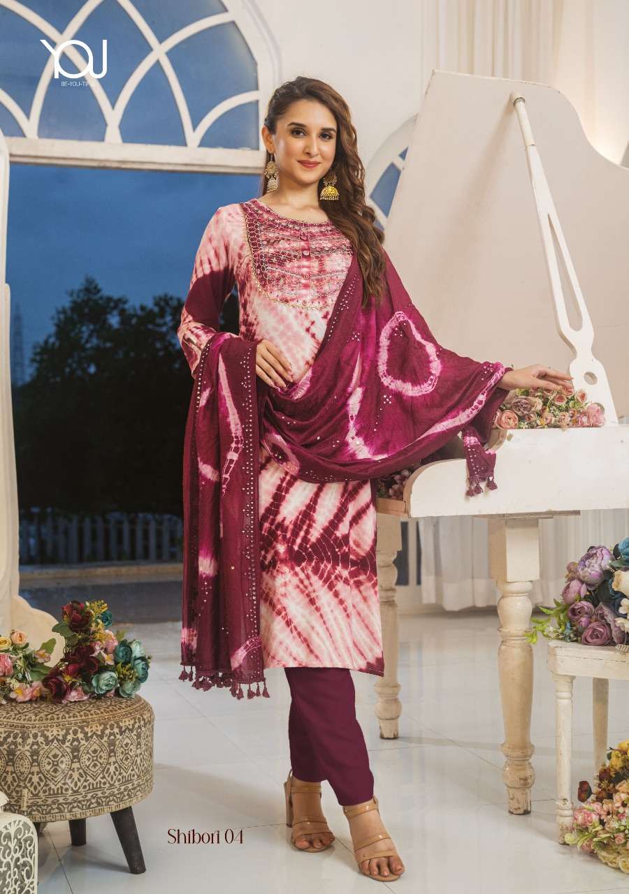 Shibori By You 101 To 105 Series Designer Stylish Fancy Colorful Beautiful Party Wear & Ethnic Wear Collection Rayon Shibori Kurtis With Dupatta At Wholesale Price