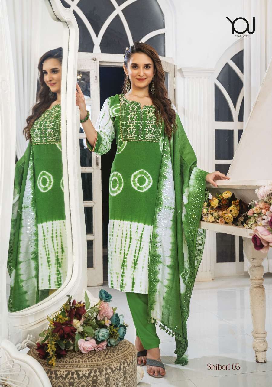 Shibori By You 101 To 105 Series Designer Stylish Fancy Colorful Beautiful Party Wear & Ethnic Wear Collection Rayon Shibori Kurtis With Dupatta At Wholesale Price