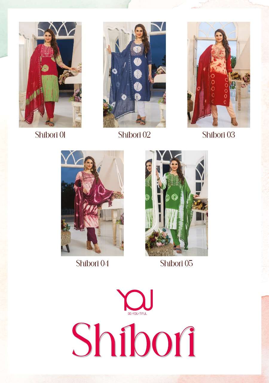 Shibori By You 101 To 105 Series Designer Stylish Fancy Colorful Beautiful Party Wear & Ethnic Wear Collection Rayon Shibori Kurtis With Dupatta At Wholesale Price