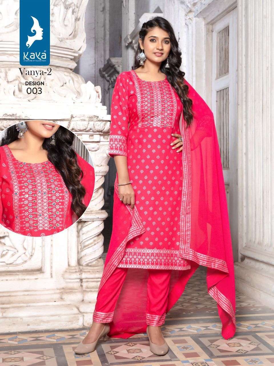 VANYA VOL-2 BY KAYA 001 TO 006 SERIES BEAUTIFUL SUITS COLORFUL STYLISH FANCY CASUAL WEAR & ETHNIC WEAR RAYON DRESSES AT WHOLESALE PRICE
