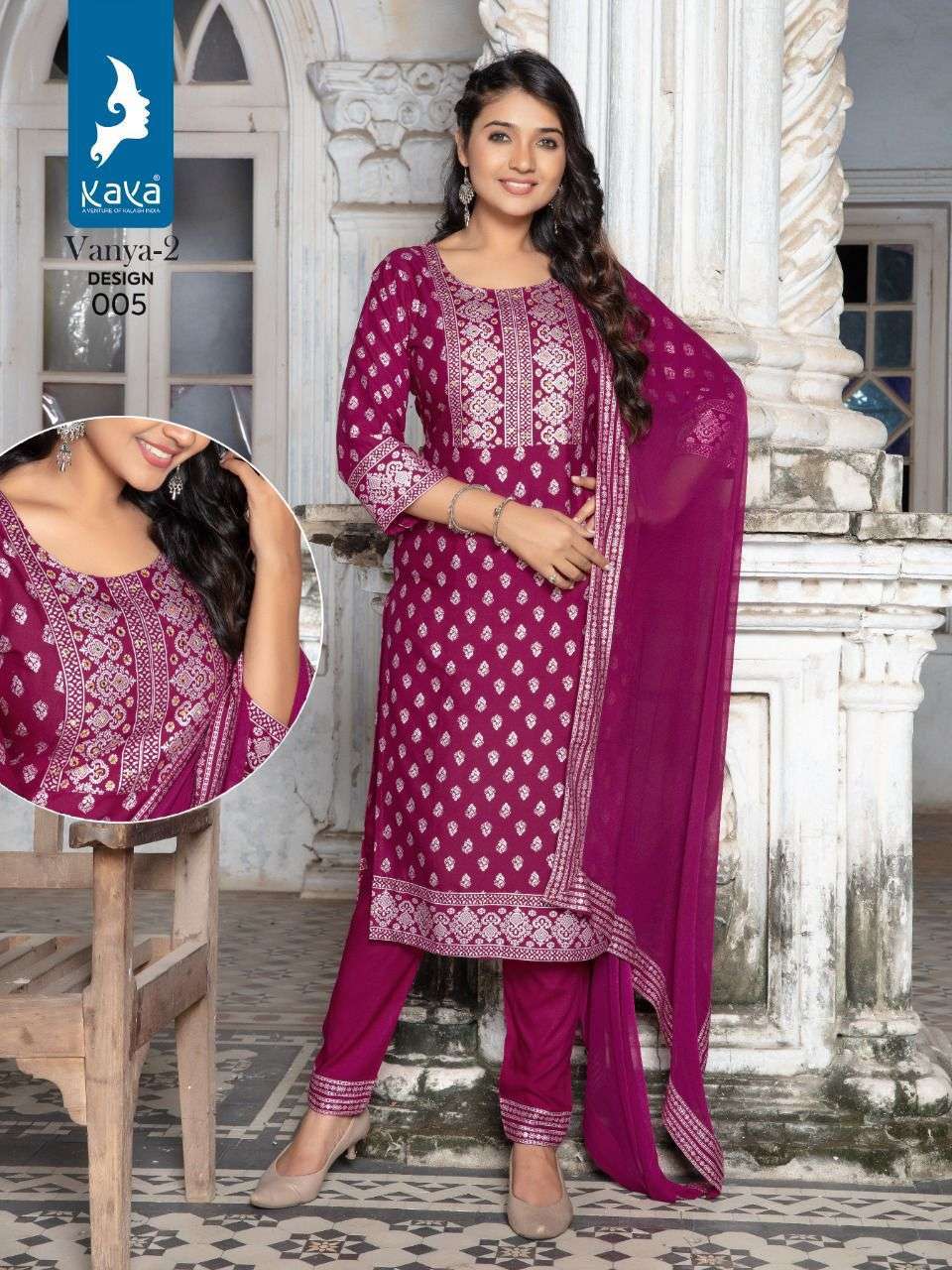 VANYA VOL-2 BY KAYA 001 TO 006 SERIES BEAUTIFUL SUITS COLORFUL STYLISH FANCY CASUAL WEAR & ETHNIC WEAR RAYON DRESSES AT WHOLESALE PRICE