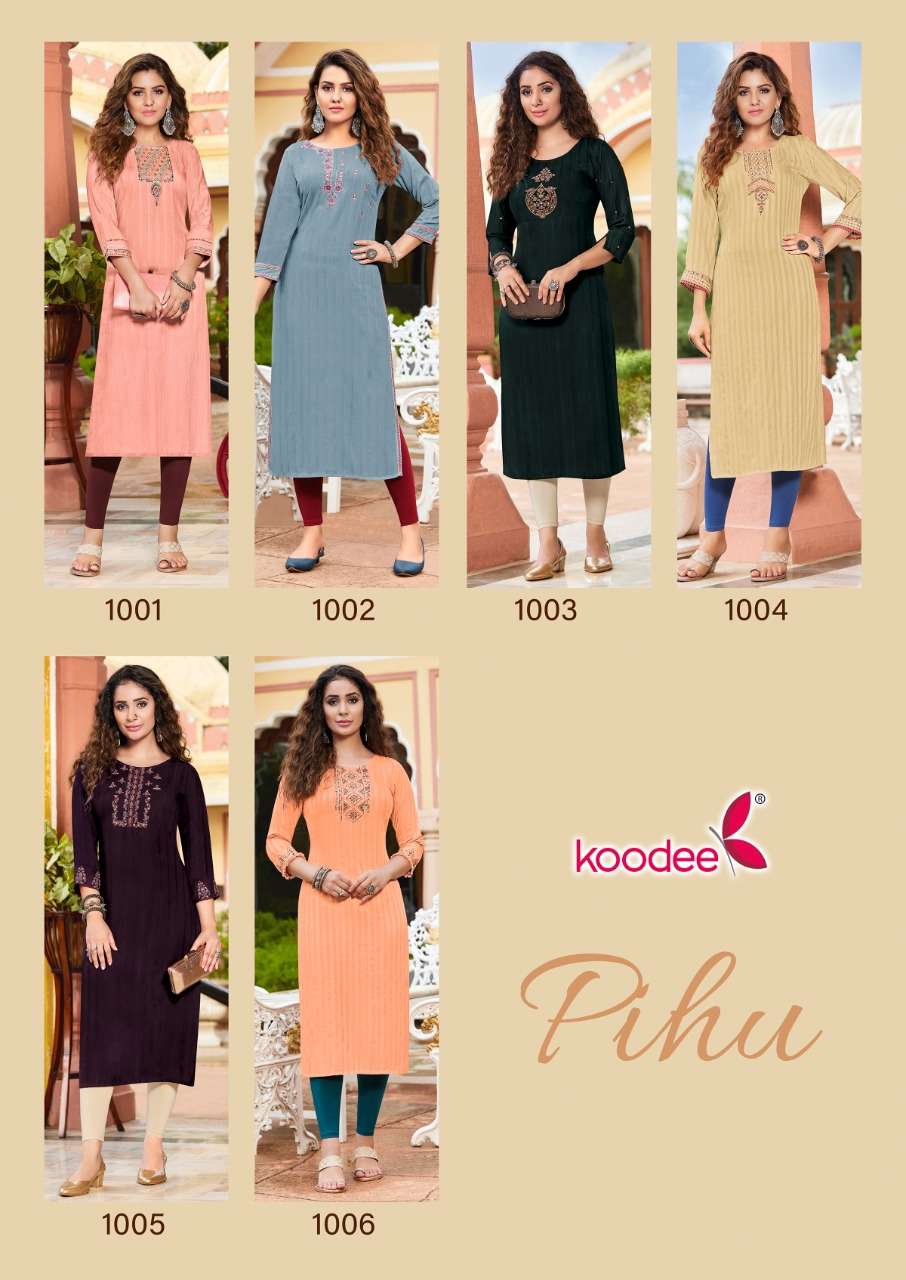 PIHU BY KOODEE 1001 TO 1006 SERIES DESIGNER STYLISH FANCY COLORFUL BEAUTIFUL PARTY WEAR & ETHNIC WEAR COLLECTION VISCOSE GOWNS AT WHOLESALE PRICE