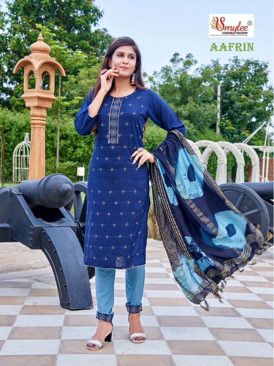 AAFRIN BY SMYLEE 01 TO 08 SERIES BEAUTIFUL SUITS COLORFUL STYLISH FANCY CASUAL WEAR & ETHNIC WEAR RAYON SLUB DRESSES AT WHOLESALE PRICE