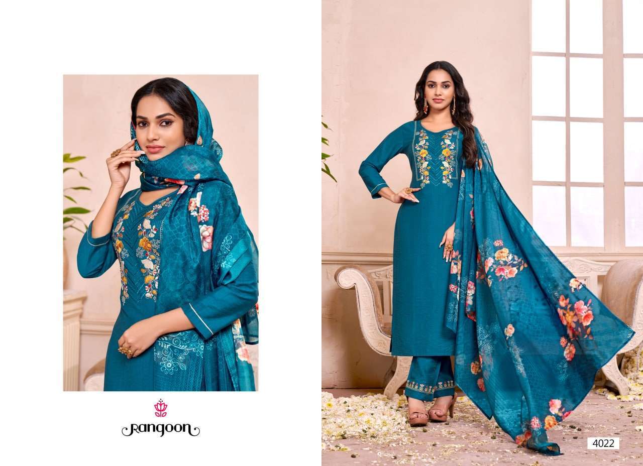 ANERI BY RANGOON 4021 TO 4024 SERIES BEAUTIFUL SUITS COLORFUL STYLISH FANCY CASUAL WEAR & ETHNIC WEAR VISCOSE DRESSES AT WHOLESALE PRICE