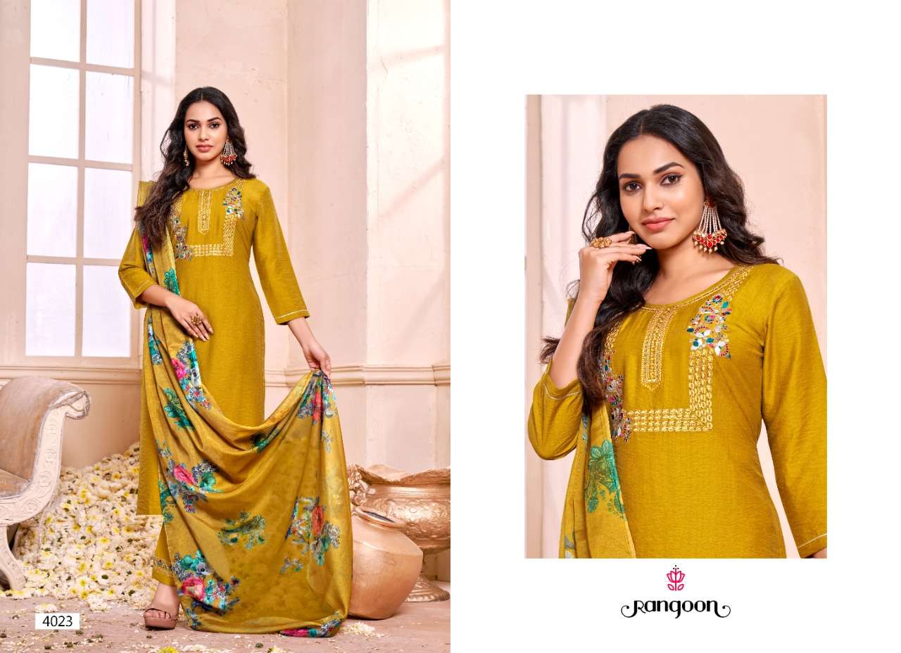 ANERI BY RANGOON 4021 TO 4024 SERIES BEAUTIFUL SUITS COLORFUL STYLISH FANCY CASUAL WEAR & ETHNIC WEAR VISCOSE DRESSES AT WHOLESALE PRICE