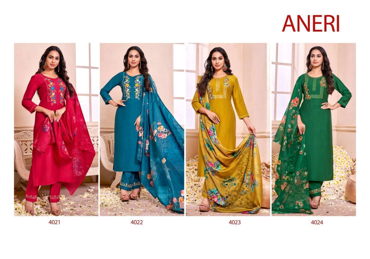 ANERI BY RANGOON 4021 TO 4024 SERIES BEAUTIFUL SUITS COLORFUL STYLISH FANCY CASUAL WEAR & ETHNIC WEAR VISCOSE DRESSES AT WHOLESALE PRICE