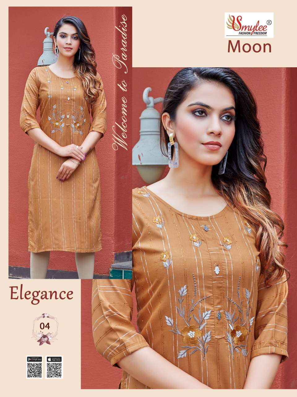 MOON BY SMYLEE 01 TO 08 SERIES DESIGNER STYLISH FANCY COLORFUL BEAUTIFUL PARTY WEAR & ETHNIC WEAR COLLECTION RAYON KURTIS AT WHOLESALE PRICE