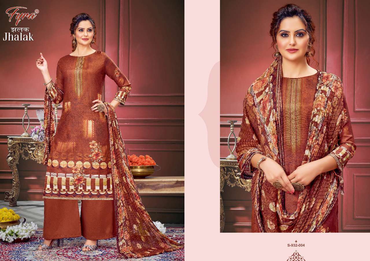 JHALAK BY FYRA 932-001 TO 932-008 SERIES BEAUTIFUL SUITS COLORFUL STYLISH FANCY CASUAL WEAR & ETHNIC WEAR PURE MUSLIN DIGITAL PRINT DRESSES AT WHOLESALE PRICE