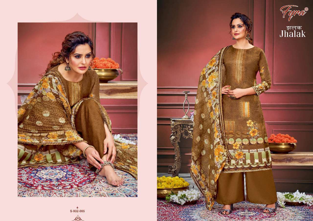 JHALAK BY FYRA 932-001 TO 932-008 SERIES BEAUTIFUL SUITS COLORFUL STYLISH FANCY CASUAL WEAR & ETHNIC WEAR PURE MUSLIN DIGITAL PRINT DRESSES AT WHOLESALE PRICE