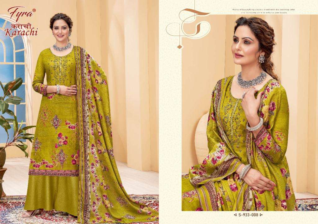 KARACHI BY FYRA 933-001 TO 933-008 SERIES BEAUTIFUL SUITS COLORFUL STYLISH FANCY CASUAL WEAR & ETHNIC WEAR PURE COTTON PRINT DRESSES AT WHOLESALE PRICE