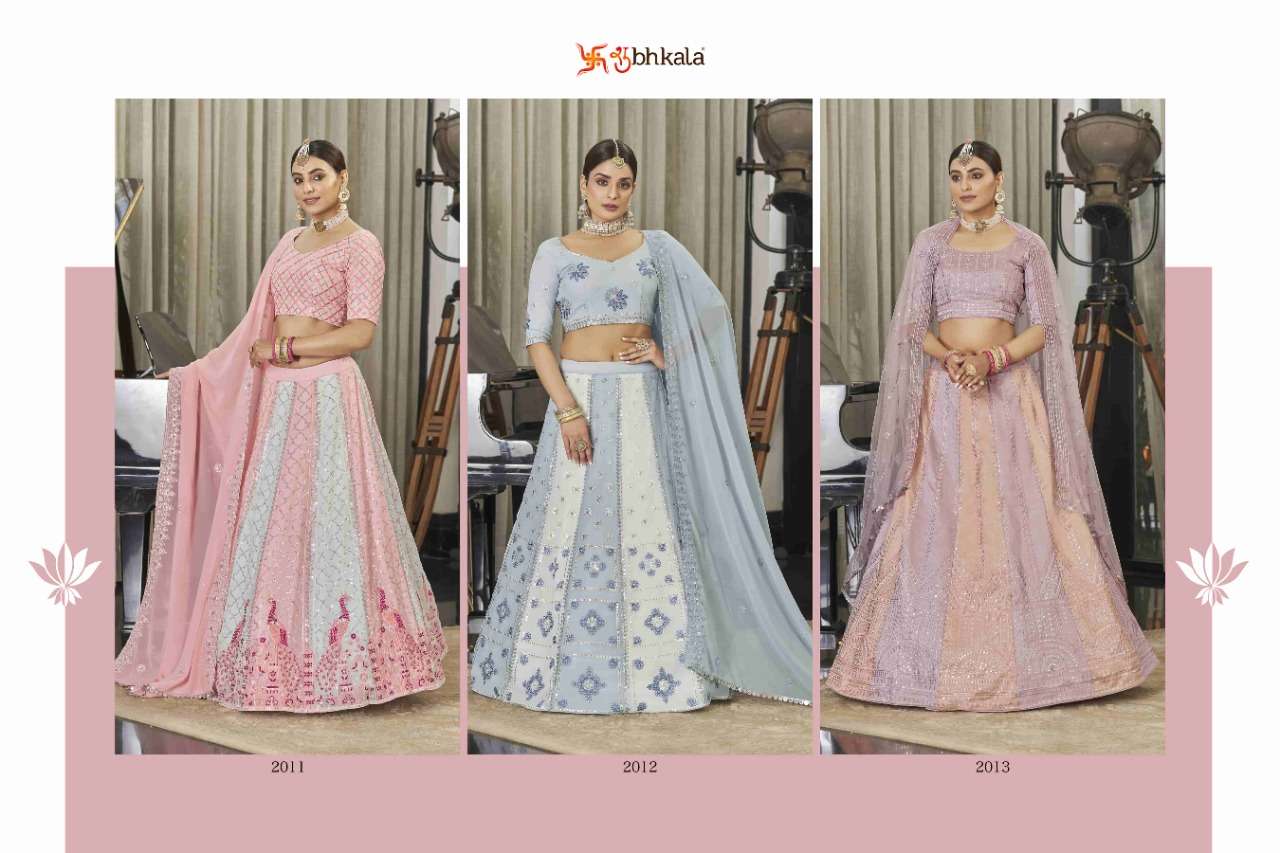 Bridesmaid Vol-19 By Shubhkala 2011 To 2013 Series Indian Traditional Beautiful Stylish Designer Banarasi Silk Jacquard Embroidered Party Wear Art Silk/Georgette Lehengas At Wholesale Price