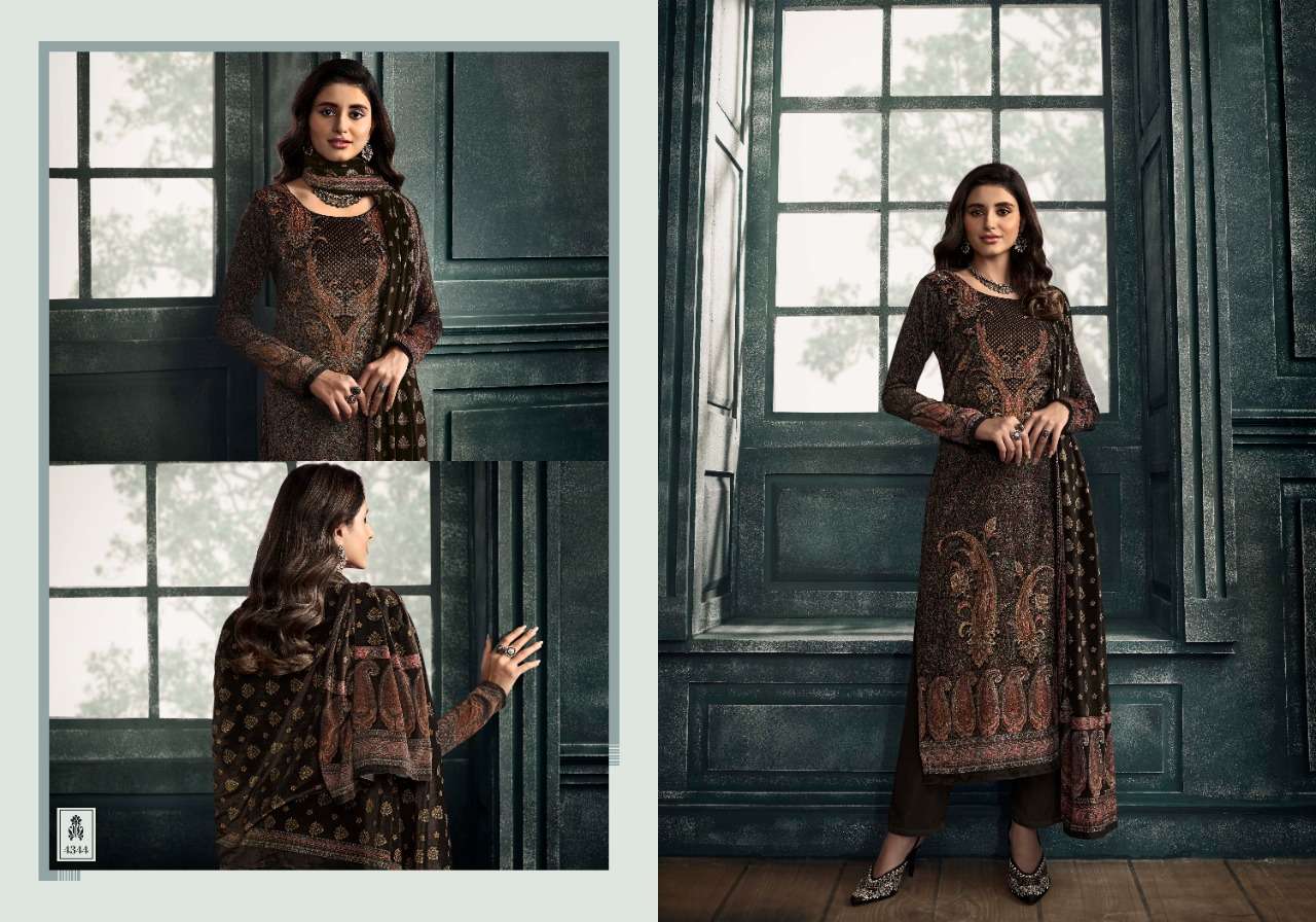 AARZOO BY CHARMY 4341 TO 4346 SERIES DESIGNER SUITS COLLECTION BEAUTIFUL STYLISH FANCY COLORFUL PARTY WEAR & OCCASIONAL WEAR VELVET EMBROIDERED DRESSES AT WHOLESALE PRICE