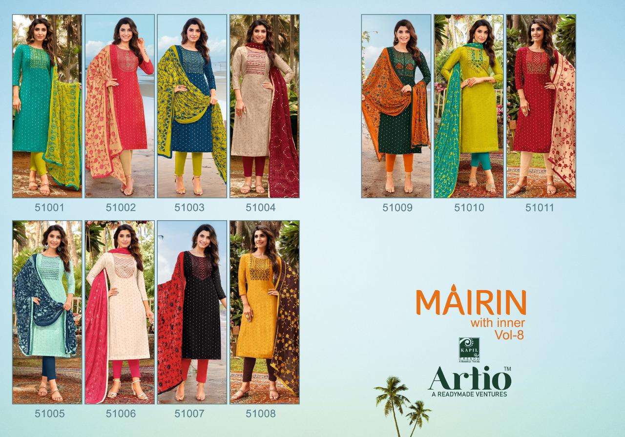 MAIRIN VOL-8 BY KAPIL TRENDZ 51001 TO 51011 DESIGNER SUITS COLLECTION BEAUTIFUL STYLISH FANCY COLORFUL PARTY WEAR & OCCASIONAL WEAR MODAL DRESSES AT WHOLESALE PRICE