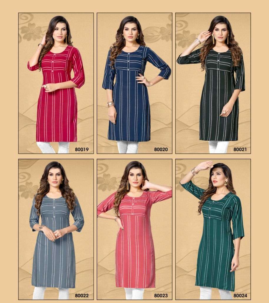 MEGHA BY MAYRA 80019 TO 80024 SERIES BEAUTIFUL STYLISH FANCY COLORFUL CASUAL WEAR & ETHNIC WEAR RAYON FOIL GOWNS AT WHOLESALE PRICE