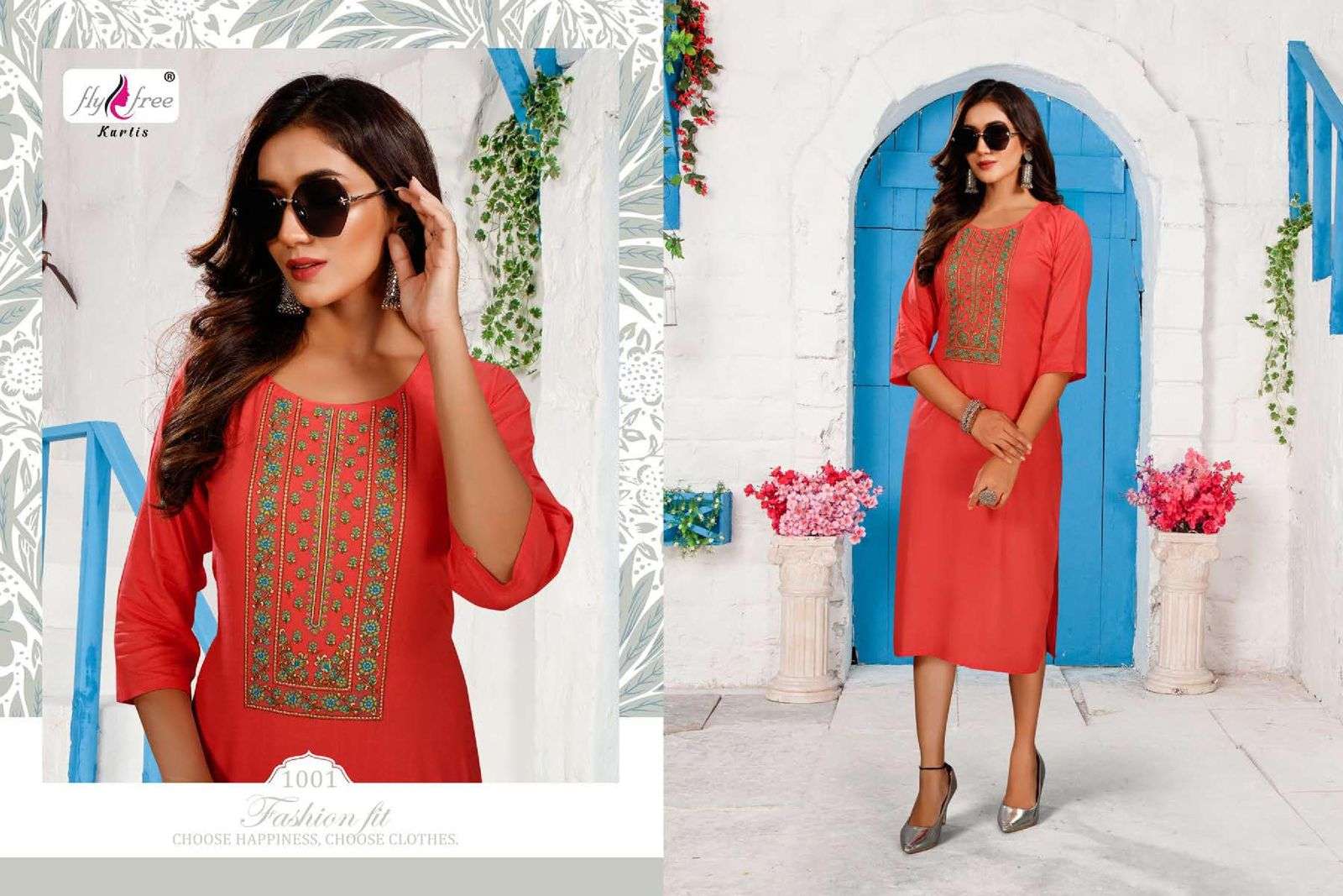 SUN VOL-2 BY FLY FREE 1001 TO 1008 SERIES BEAUTIFUL STYLISH FANCY COLORFUL CASUAL WEAR & ETHNIC WEAR RAYON SLUB KURTIS AT WHOLESALE PRICE