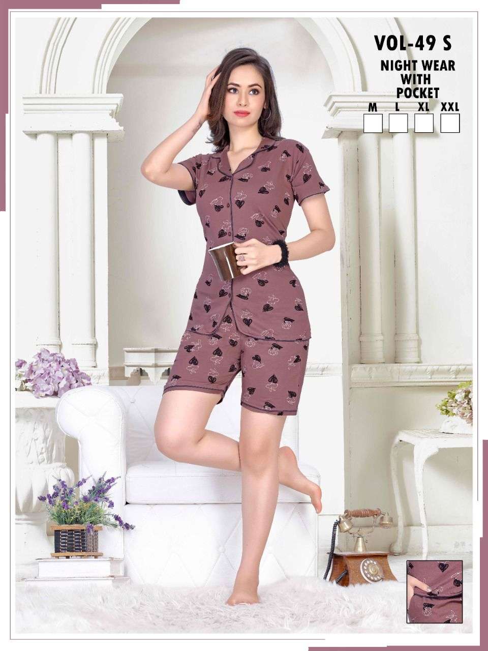 NIGHT WEAR VOL-49S BY KAAMIRI 01 TO 06 SERIES BEAUTIFUL STYLISH FANCY COLORFUL CASUAL WEAR & ETHNIC WEAR HOSIERY COTTON NIGHT SUITS AT WHOLESALE PRICE