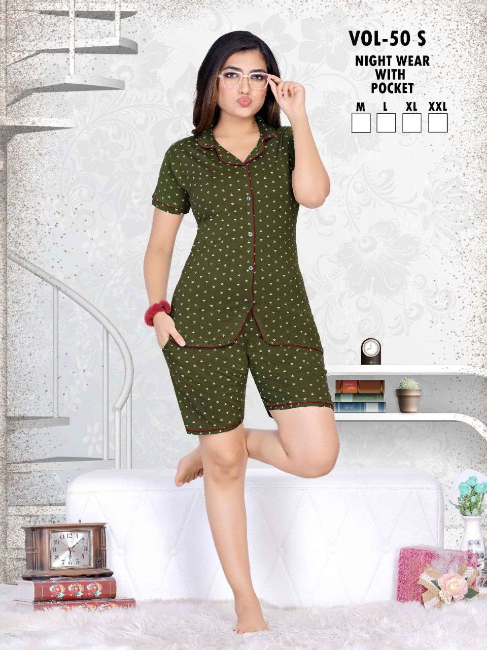 NIGHT WEAR VOL-50S BY KAAMIRI 01 TO 06 SERIES BEAUTIFUL STYLISH FANCY COLORFUL CASUAL WEAR & ETHNIC WEAR HOSIERY COTTON NIGHT SUITS AT WHOLESALE PRICE