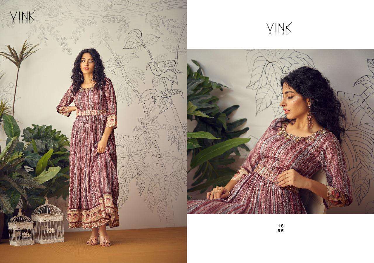 MARINA BY VINK 1691 TO 1696 SERIES BEAUTIFUL STYLISH FANCY COLORFUL CASUAL WEAR & ETHNIC WEAR PURE CHINNON CHIFFON GOWNS AT WHOLESALE PRICE