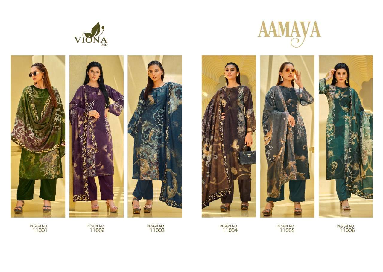 AAMAYA BY VIONA SUITS 11001 TO 11006 SERIES BEAUTIFUL STYLISH SUITS FANCY COLORFUL CASUAL WEAR & ETHNIC WEAR & READY TO WEAR PURE VELVET EMBROIDERED DRESSES AT WHOLESALE PRICE